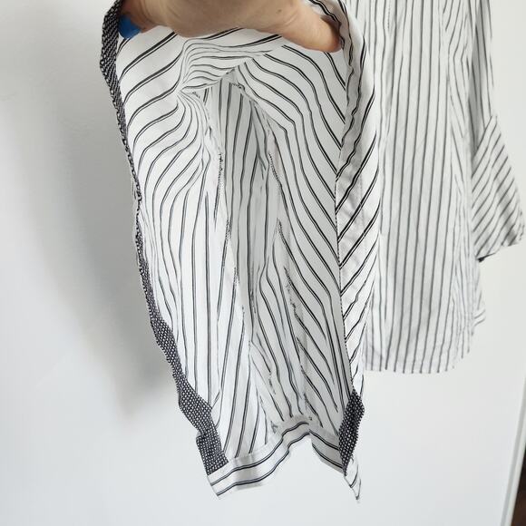 Kobi Halperin Striped‎ Button Down Blouse Bell Sleeves XS Office Casual Career - Picture 6 of 8